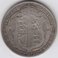 (1920) Монета Великобритания 1920 год 1/2 кроны "Георг V"  Серебро Ag 500  VF