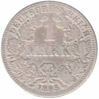 (1885A) Монета Германия (Империя) 1885 год 1 марка   Серебро Ag 900  VF