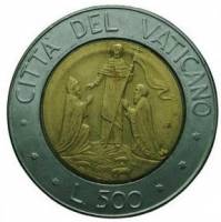 () Монета Ватикан 1990 год 500  ""   Биметалл  UNC