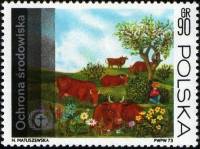 (1973-036) Марка Польша "Коровы пасутся"    Охрана окружающей среды III Θ