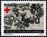 (1984-037) Марка Польша "Красный Крест"    40-летие Варшавского восстания III O