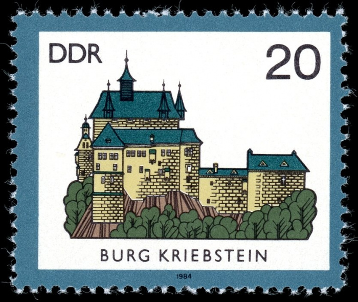(1984-074) Марка Германия (ГДР) &quot;Замок Крибштайн (12 век)&quot;    Дворцы и сады II Θ