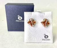 Серьги гвоздики серебрение 925 пр 9,8 гр цирконий Preciosa Чехия в подарочной коробке