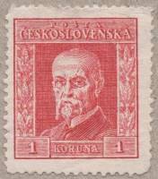(1925-009a) Марка Чехословакия "Вод. знак (P5-P8)"    Президент Массарик (Стандартный выпуск) II Θ