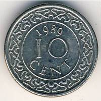 (№1987km13a) Монета Суринам 1987 год 10 Cents