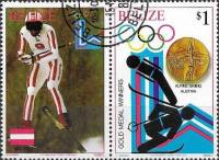 (№1980-504) Лист марок Белиз 1980 год "Горные Лыжи Австрия", Гашеный