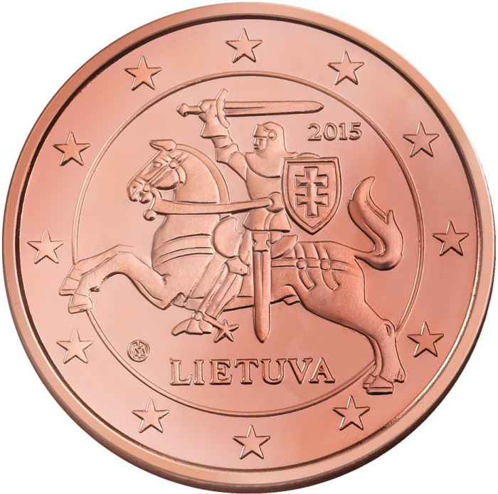 (2015) Монета Литва 2015 год 5 евроцентов   Сталь, покрытая медью  UNC