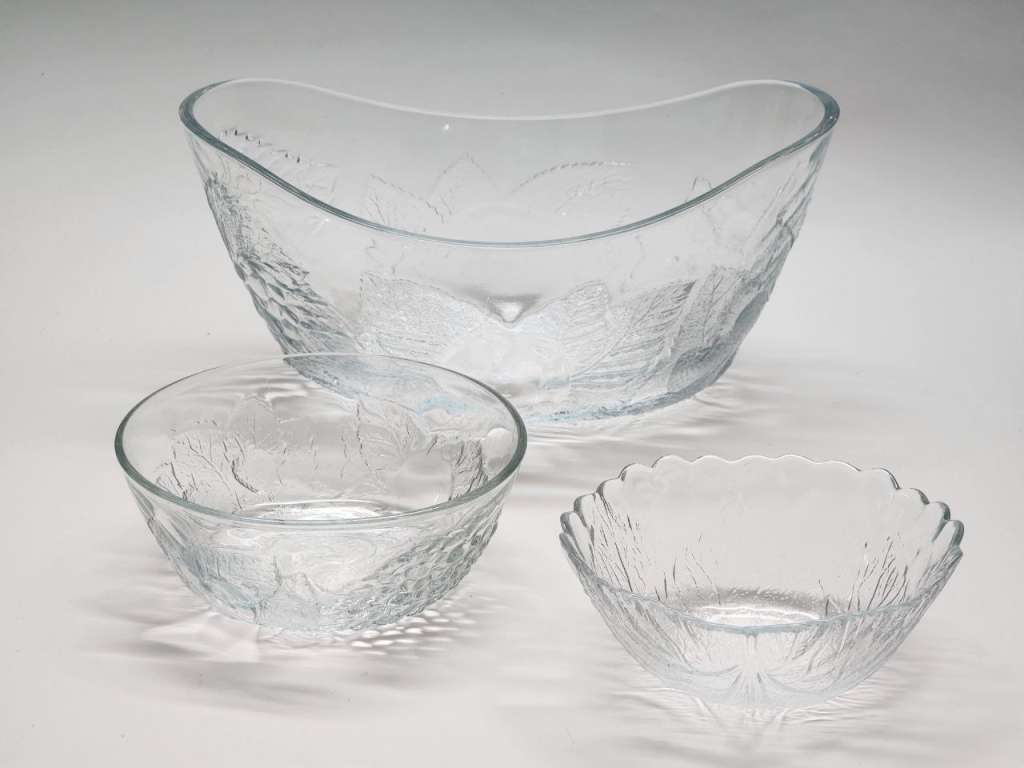 Салатники конфетницы 3 шт голубое стекло СССР винтаж