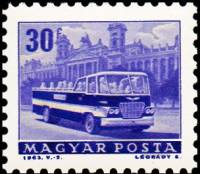 (1963-029) Марка Венгрия "Экскурсионный автобус"    Общественный транспорт (Стандартный выпуск) II Θ