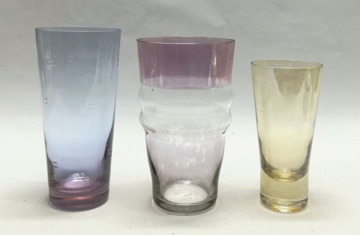 Стаканы,  цветное стекло, 3 шт