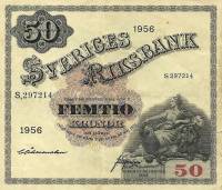 (,) Банкнота Швеция 1956 год 50 крон    UNC