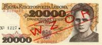 () Банкнота Польша 1989 год 20 000  ""   UNC