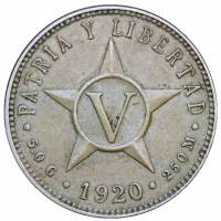() Монета Куба 1920 год 5  ""   Медь-Никель  UNC