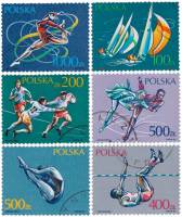 (№3258-3263) Набор марок Польши 1990 год (6 марок) "29 марта. Спорт: регби, парусный спорт, дайвинг,