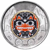 (2020) Монета Канада 2020 год 2 доллара "Билл Рид 100 лет"  Цветная Биметалл  UNC