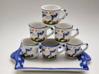 Чашки детские кофейные чайные 6 шт на подносе фарфор уточки