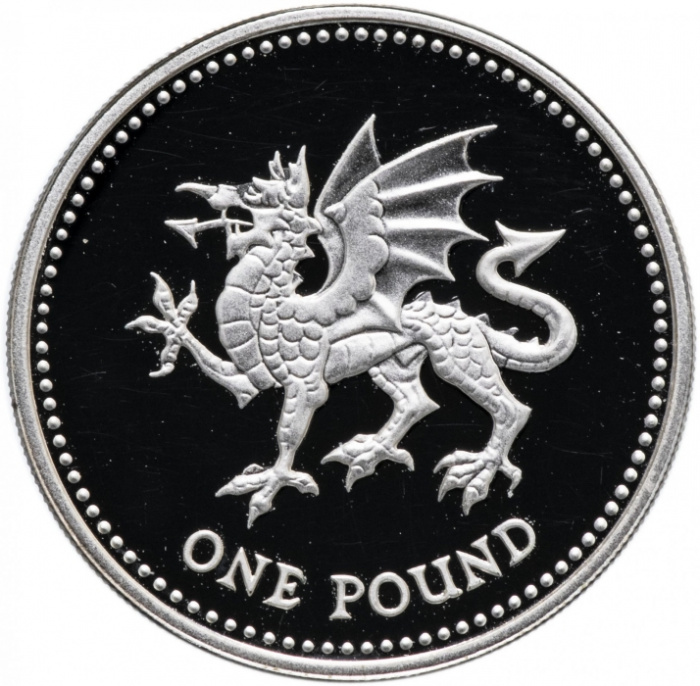 (1995) Монета Великобритания 1995 год 1 фунт &quot;Валлийский дракон&quot;  Серебро Ag 925 Серебро Ag 925  PRO