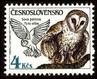 (1986-033) Марка Чехословакия "Сипуха "    Охрана природы. Совы III Θ