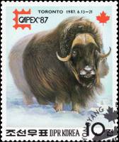(1987-061) Марка Северная Корея "Овцебык"   Выставка почтовых марок CAPEX '87, Торонто III Θ