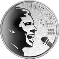 (31) Монета Бельгия 2018 год 10 евро "Жак Брель"  Серебро Ag 925  PROOF