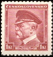 (1935-86) Марка Чехословакия "Т. Массарик (Малиновая)"    Личности (Стандартный выпуск) II Θ