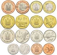 2010 8 монет 1/2 1 2 5 10 25 50 кирш 1 2 динара Набор Палестина Фауна    UNC