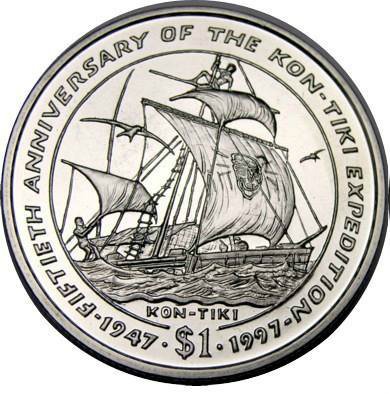 () Монета Либерия 1997 год 1  &quot;&quot;   Медь-Никель  UNC