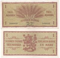 Банкнота Финляндия 1963 год 1 марка Колосья Waris - Engberg  UNC