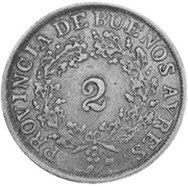 (№1853km9 (buenos aires)) Монета Объединённые провинции Южной Америки 1853 год 2 Reales