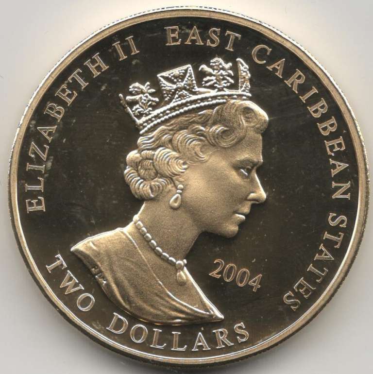 (2004) Монета Восточно-Карибские штаты 2004 год 2 доллара &quot;Альфред Великий&quot;  Позолота Медь-Никель  P