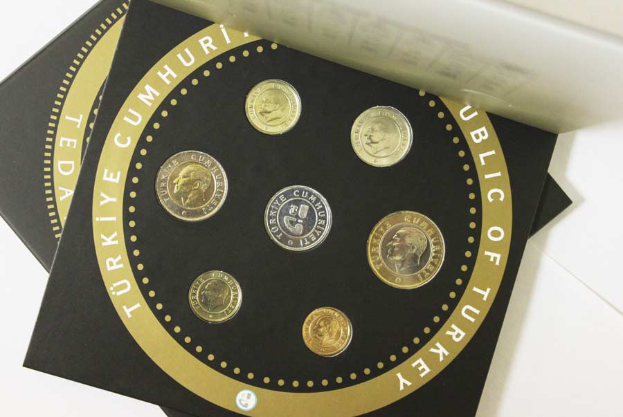 (2017, 8 монет) Набор монет Турция 2017 год &quot;1, 5, 10, 25 и 50 куруш, 1 лира&quot;   UNC