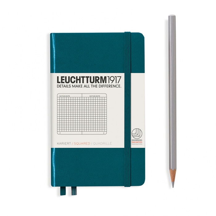 Книга для записей POCKET A6 на 185 страниц в клетку, PACIFIC GREEN. Leuchtturm1917, #359701
