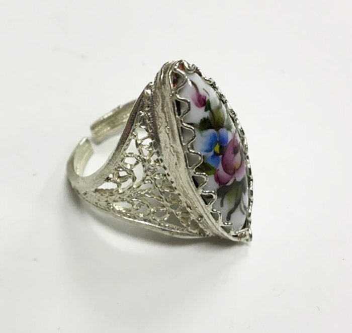 Перстень "Финифть", серебрение (сост. на фото)