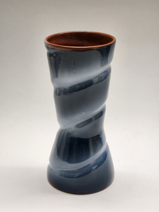 Ваза обливная керамика высота 30 см СССР винтаж синяя голубая