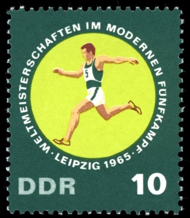(1965-056) Марка Германия (ГДР) "Бег"    ЧМ по пятиборью II &Theta;