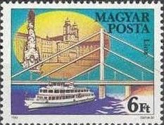 (1985-007) Марка Венгрия &quot;Линц, Австрия&quot;    Мосты Через Дунай II Θ