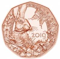 (035, Cu) Монета Австрия 2019 год 5 евро "Весеннее пробуждение"  Медь  UNC