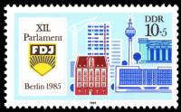 (1985-032a) Марка + купон Германия (ГДР) "Берлин"    Молодежный парламент II Θ