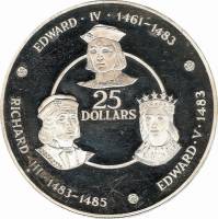 () Монета Каймановы острова 1980 год 25  ""   Биметалл (Серебро - Ниобиум)  UNC