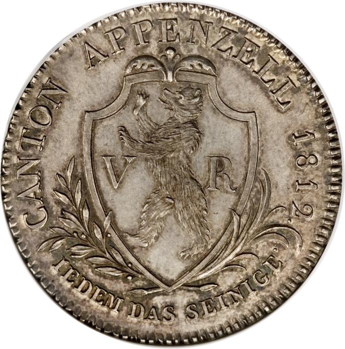 (№1812km9(appenzell)) Монета Швейцария 1812 год 4 Francs