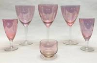 Бокалы рюмки, цветной хрусталь, лазерная гравировка, СССР, 6 шт