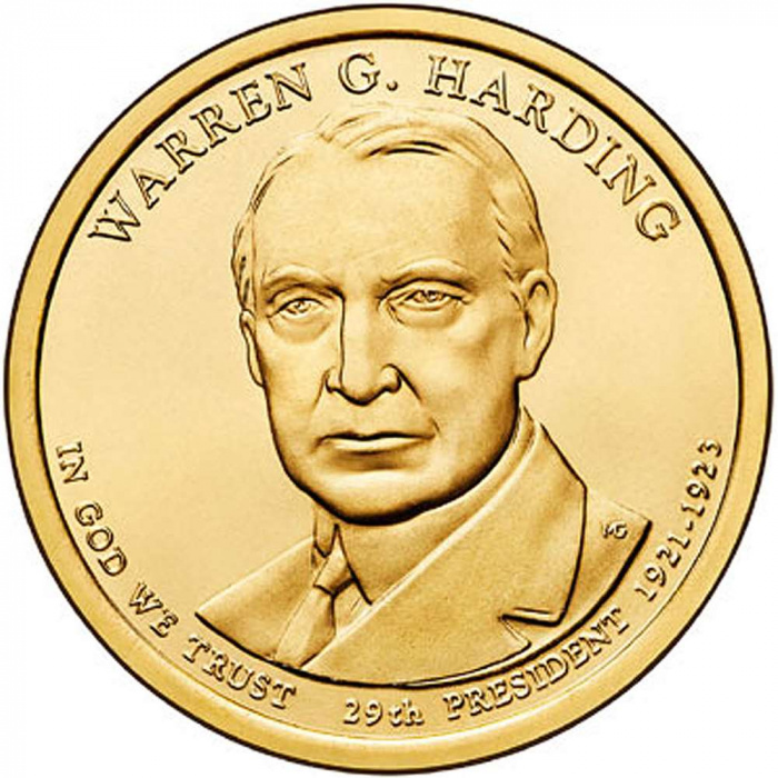 (29d) Монета США 2014 год 1 доллар &quot;Уоррен Гардинг&quot; 2014 год Латунь  UNC