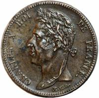 (№1825km10.1) Монета Французские колонии 1825 год 5 Centimes (Один)