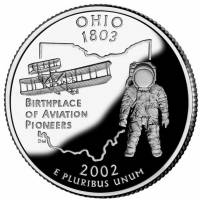 (017p) Монета США 2002 год 25 центов "Огайо"  Медь-Никель  UNC