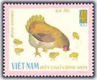 (1968-007) Марка Вьетнам "Курица с цыплятами"   Домашние птицы II Θ