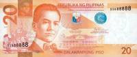 (,) Банкнота Филиппины 2016 год 20 песо "Мануэль Кесон"   UNC