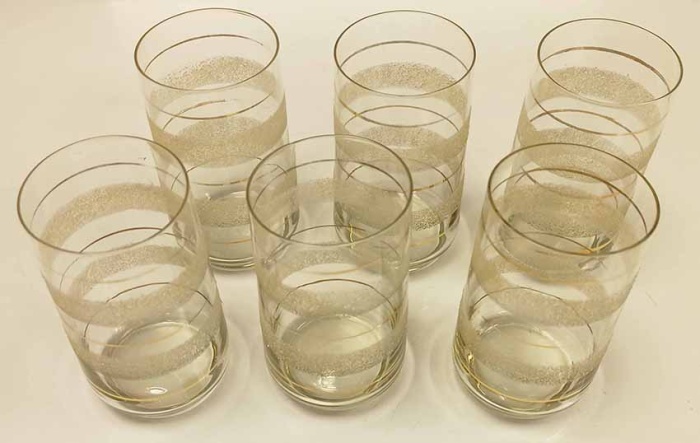 Стаканы 6 шт прозрачное стекло позолота напыление 