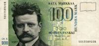 (1986 Litt A) Банкнота Финляндия 1986 год 100 марок "Ян Сибелиус" Puntila - Vanhala  UNC