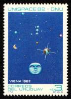 (№1982-1649) Марка Уругвай 1982 год "Юниспейс-82 конференции в Вене", Гашеная