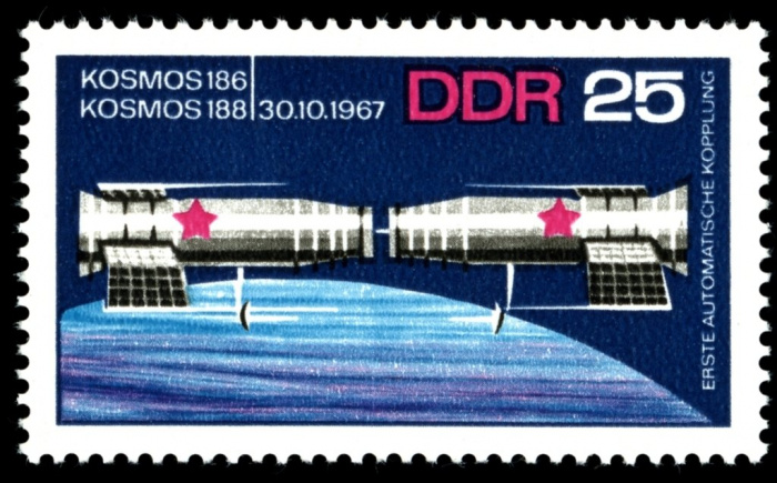 (1968-008) Марка Германия (ГДР) &quot;Космос 186-188&quot;    Космические исследования  III Θ